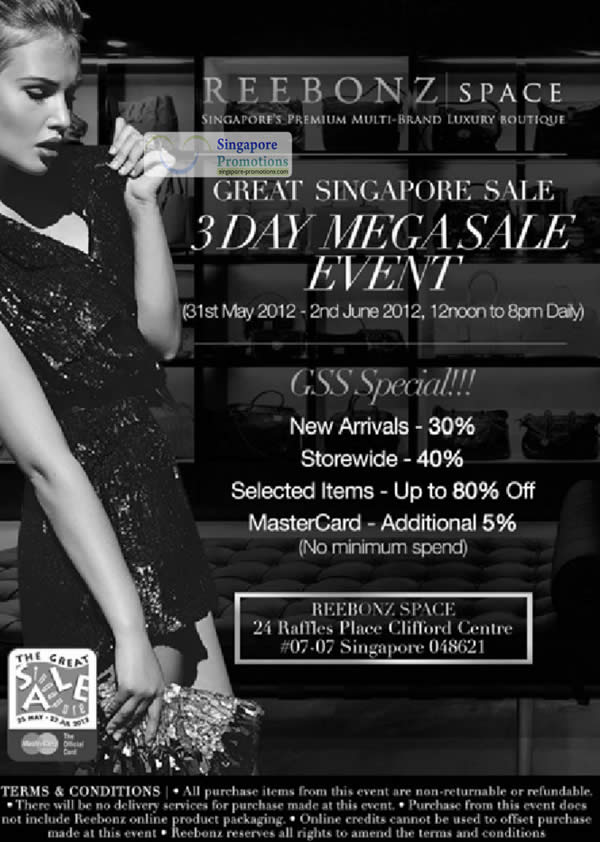 Featured image for Reebonz Space Great Singapore Sale Up To 80% Off @ Clifford Centre 31 May – 2 Jun 2012