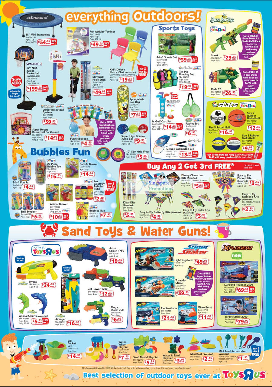 Sand Toys, Water Guns,Tornado Strike, Target Strike, Xground Pounder, Basket Ball system, Basket Ball Backboard