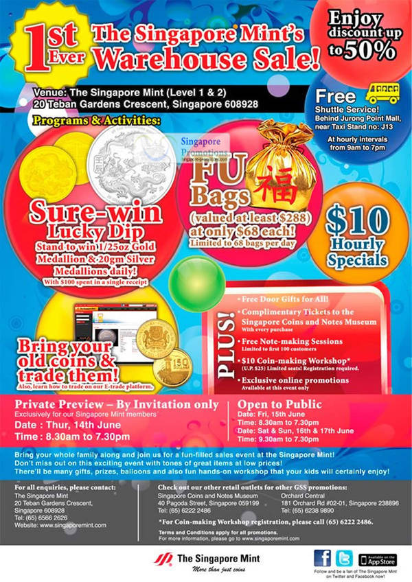 Featured image for (EXPIRED) Singapore Mint Warehouse Sale Up To 50% Off 15 – 17 Jun 2012