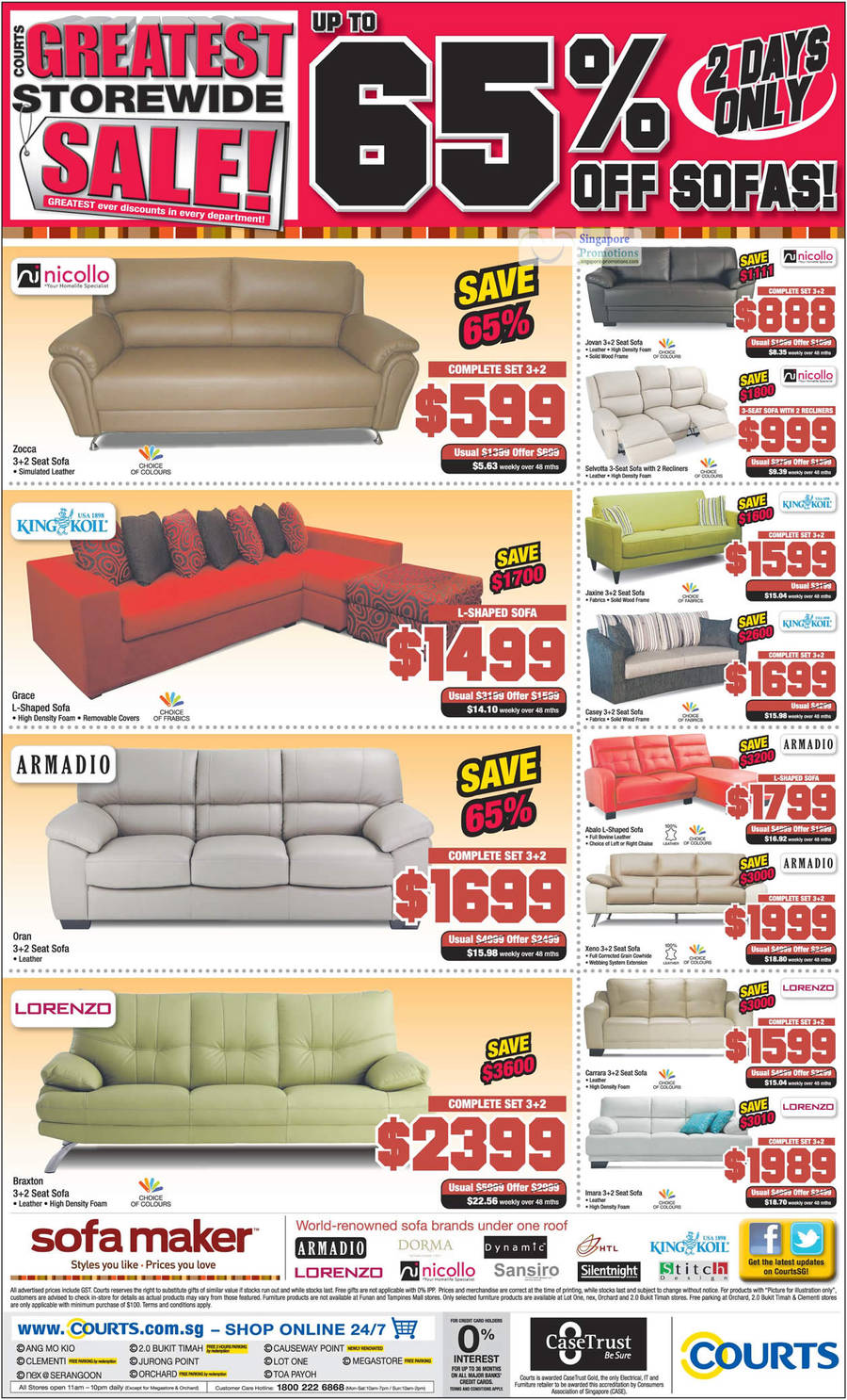 Sofa Sets, Nicollo, King Koil, Armadio, Lorenzo