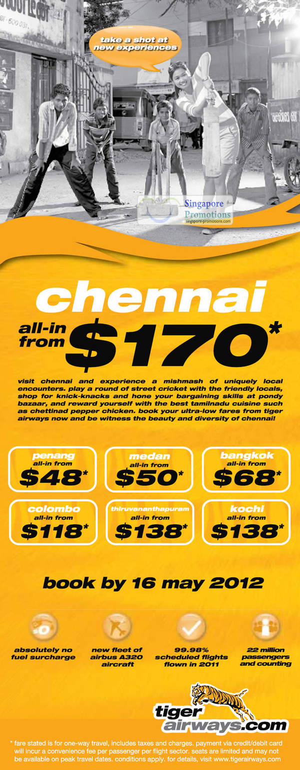 Featured image for (EXPIRED) TigerAir Promotion Air Fares 10 – 16 May 2012