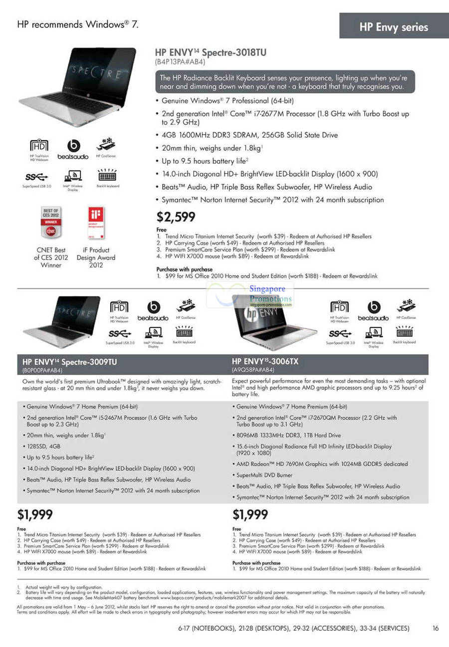 Ultrabook Notebooks, ENVY Spectre-3018TU, Spectre-3009TU, ENVY-3006TX