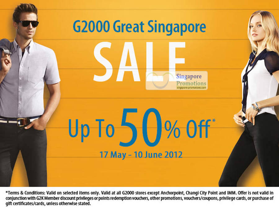 Up to 50 Percent Off, G2000 Stores, Terms Conditions