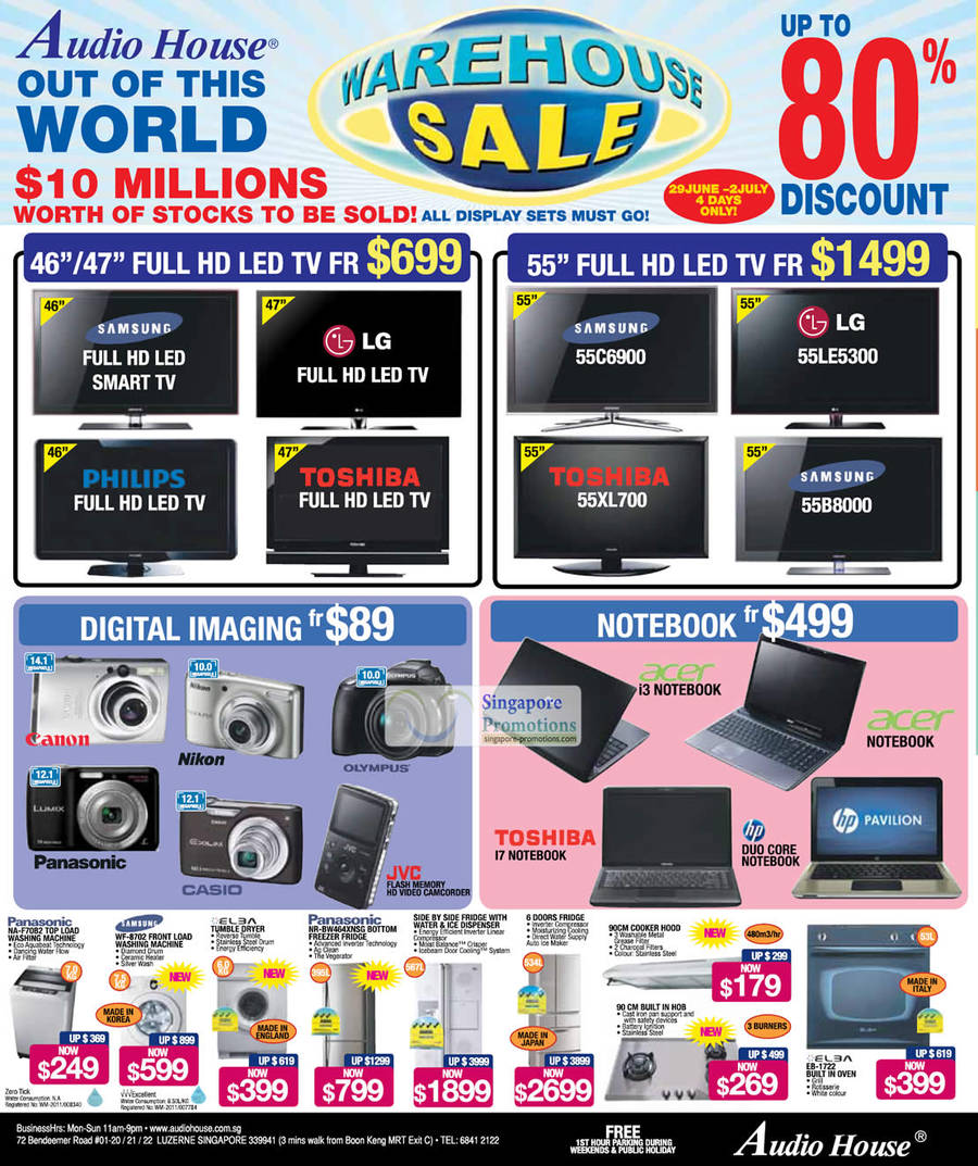 Digital Cameras, LED TVs, Notebooks, Washers, Fridges, Samsung, LG, Toshiba, Philips, Canon, Nikon, Olympus, Panasonic, Casio, Elba