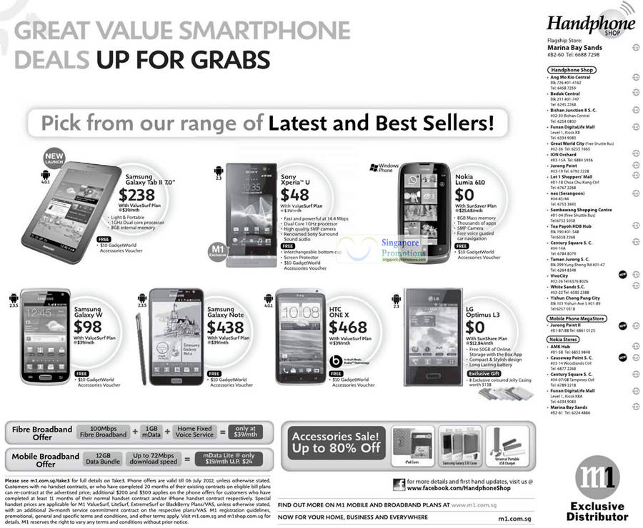 Handphone Shop Samsung Galaxy Tab 2 7.0, W, Note, Sony Xperia U, Nokia Lumia 610, HTC One X, LG Optimus L3