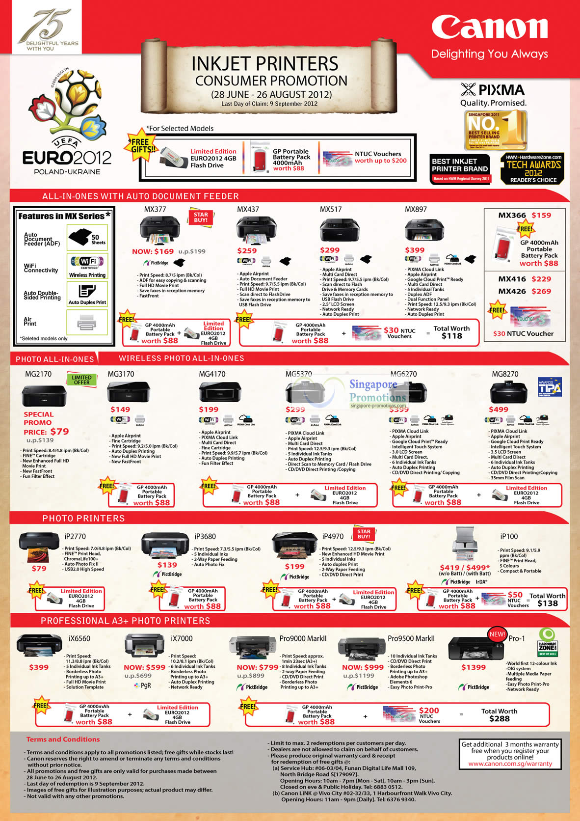 Featured image for Canon Laser Printers, Inkjet Printers & Scanners Promotion Offers 28 Jun - 26 Aug 2012
