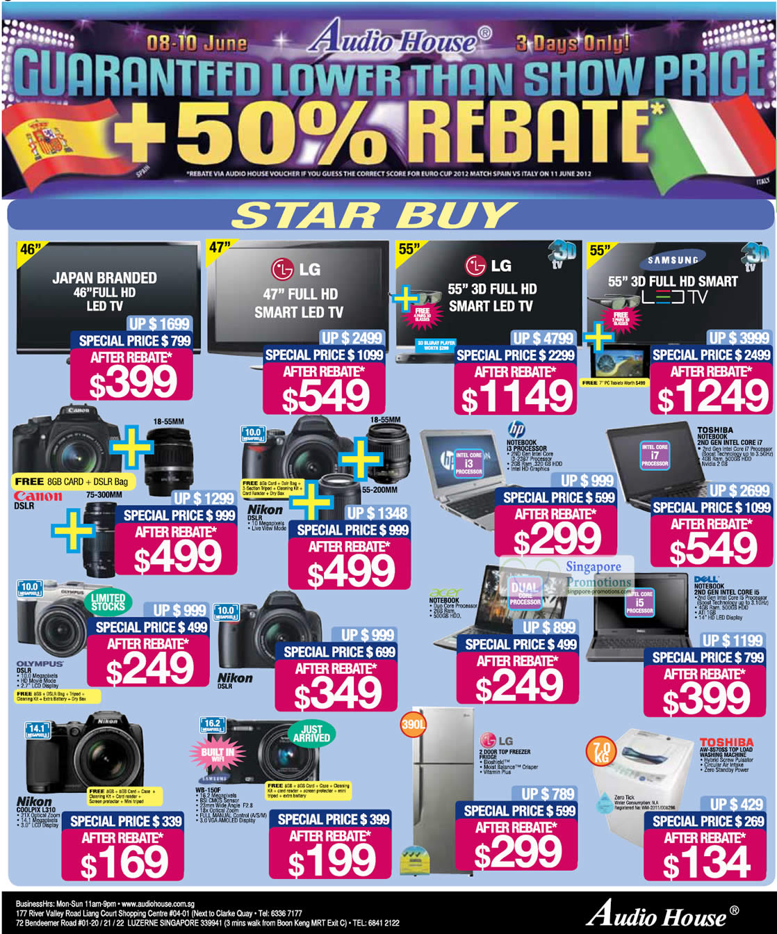Featured image for Audio House Electronics, TV, Digital Cameras, Notebooks & Appliances Offers 8 - 14 June 2012