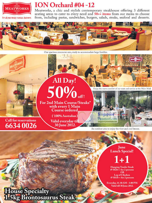Featured image for (EXPIRED) MeatWorks 50% Off 2nd Main Course @ ION Orchard 8 – 30 Jun 2012