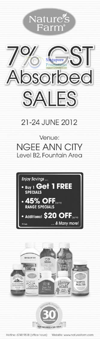 Featured image for (EXPIRED) Nature’s Farm 7% GST Absorbed Sale @ Ngee Ann City 21 – 24 Jun 2012