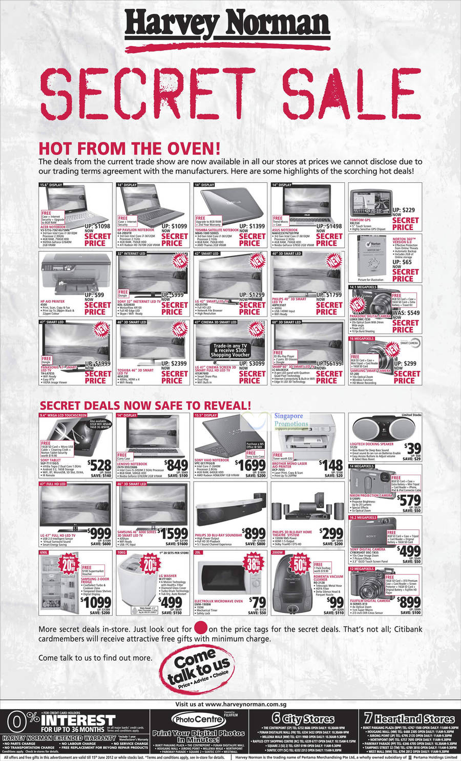 Notebooks, Acer, HP, Toshiba, Lenovo, LED TVs, Sony, LG, Philips, Sharp, Panasonic, Brother Printer, Rowenta Vacuum Cleaner