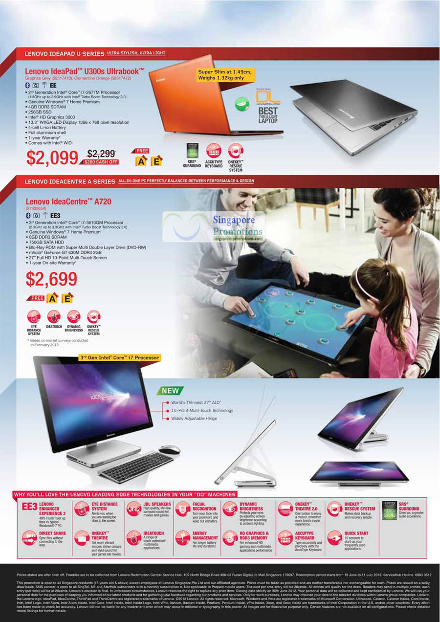 Notebooks IdeaPad U300s, Ideacentre A720