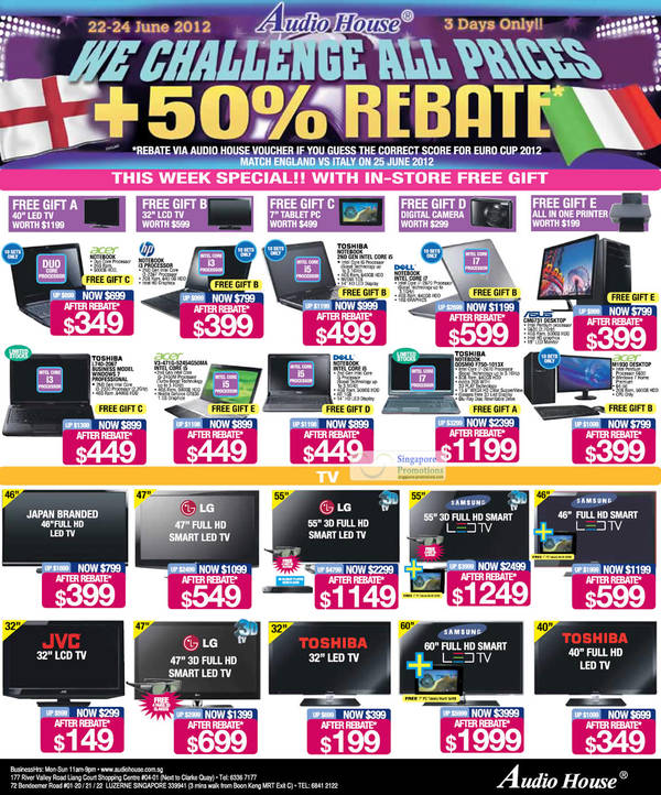 Featured image for Audio House Electronics, TV, Digital Cameras, Notebooks & Appliances Offers 22 – 28 Jun 2012