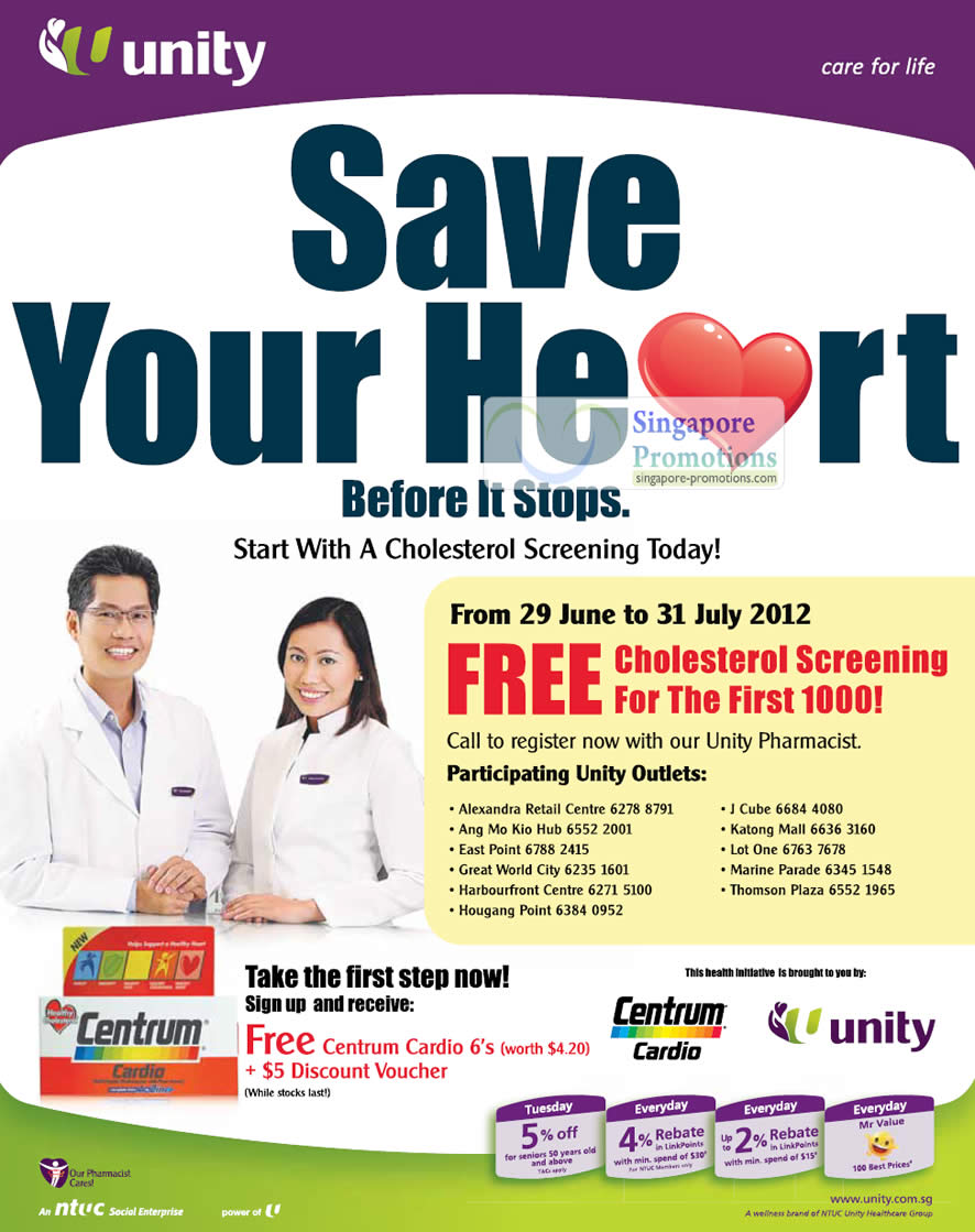 Featured image for NTUC Unity Health Offers & Promotions 29 Jun - 26 Jul 2012