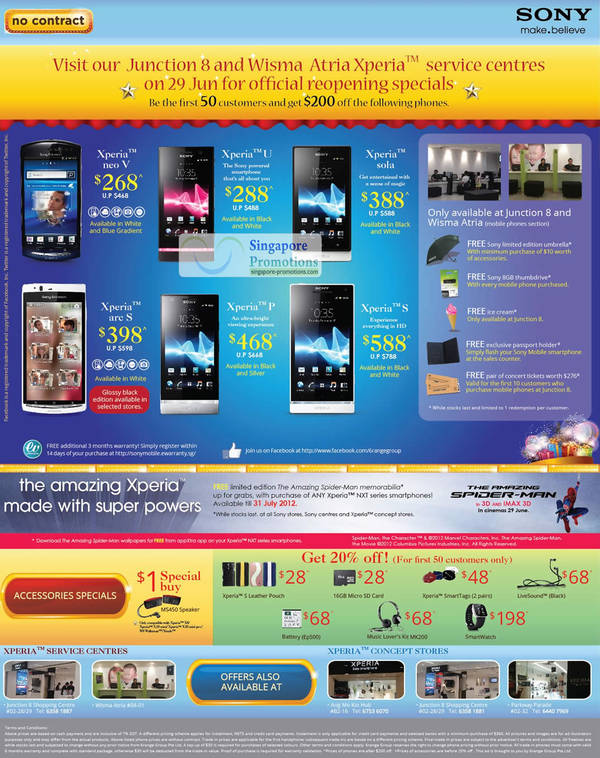 Featured image for Sony Smartphones No Contract Price List 29 Jun 2012