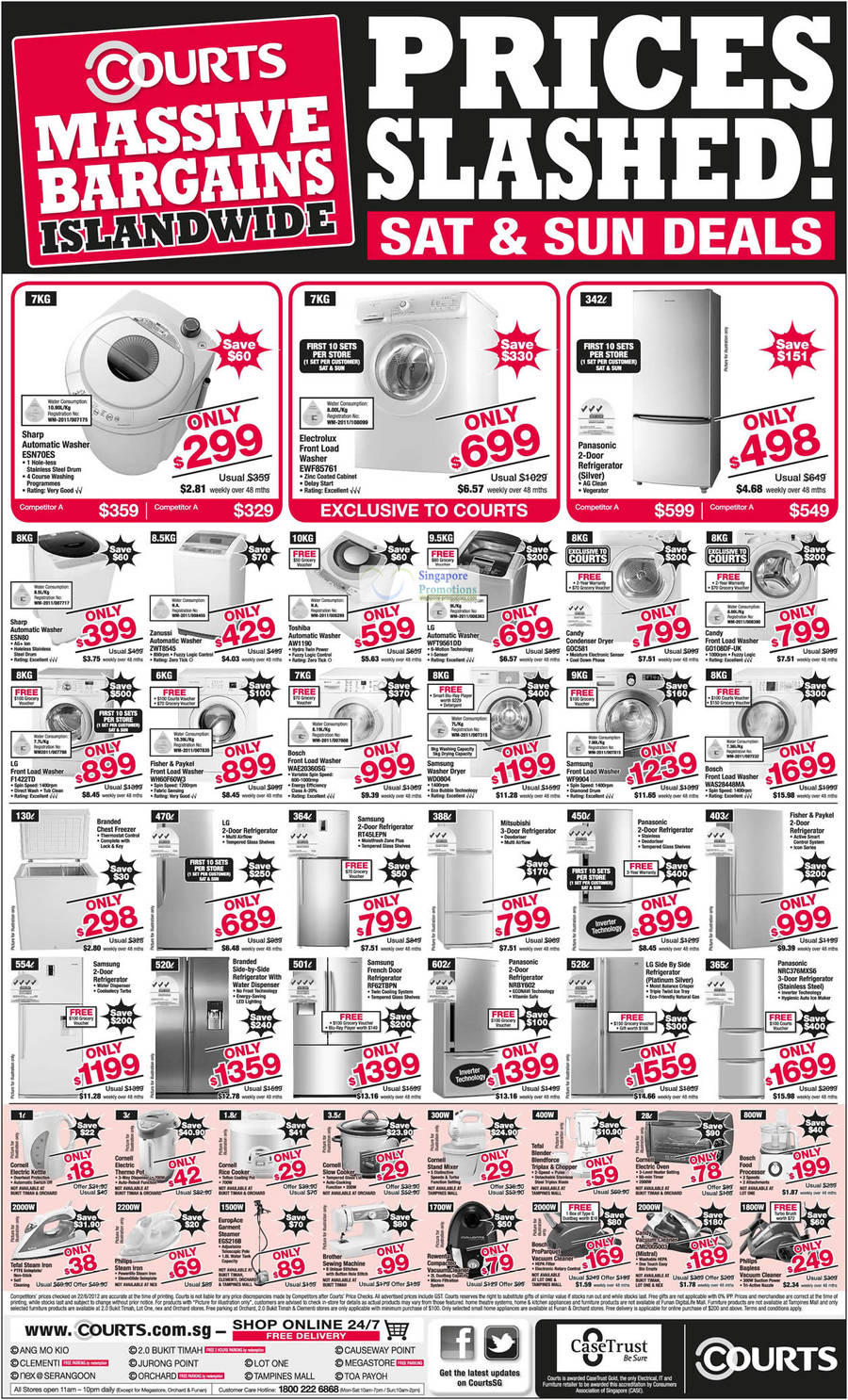 Washers, Dryers, Fridges, Sharp, Electrolux, Toshiba, Candy, Samsung, LG, Europace, Bosch