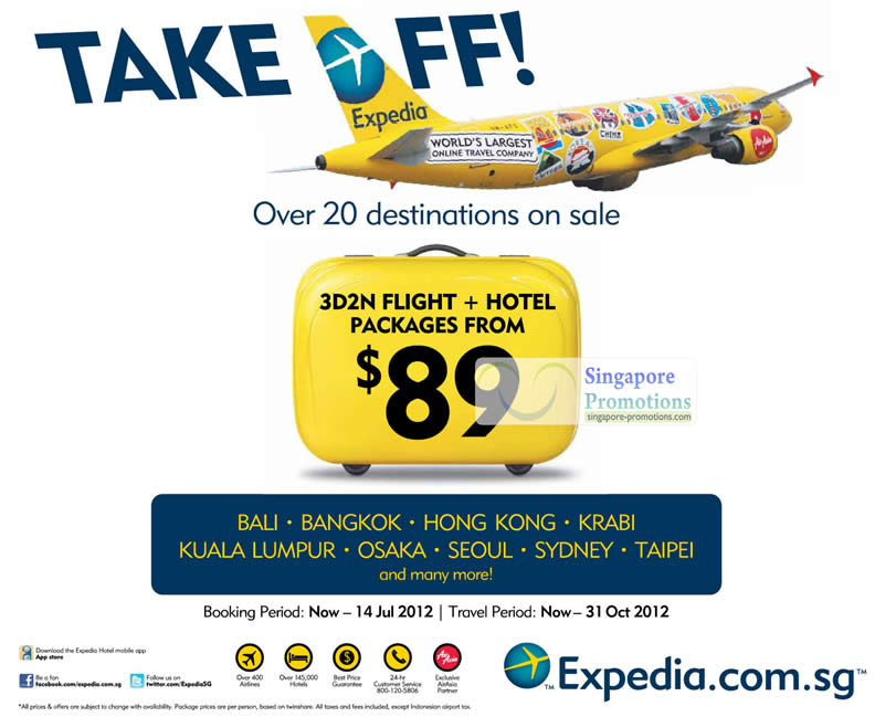 Featured image for Expedia Singapore Hotels & Flight Packages July Sale 10 - 14 Jul 2012