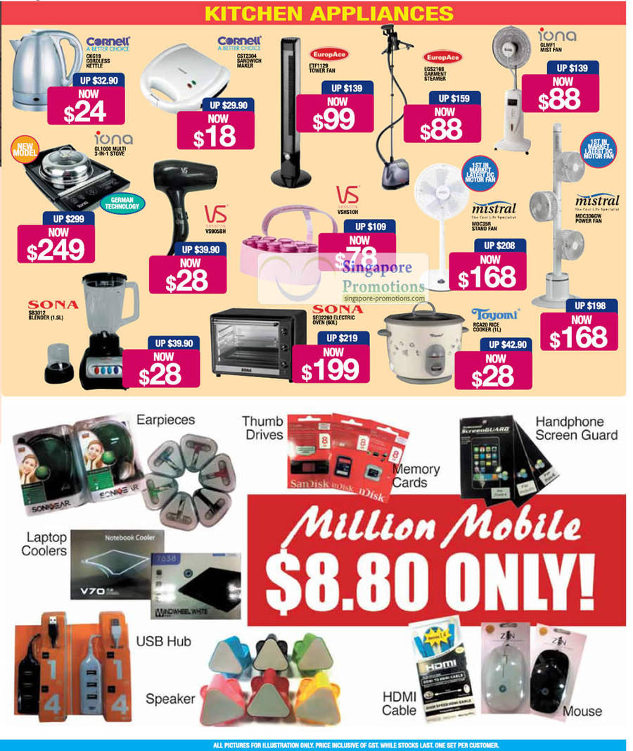 13 Jul Sandwich Maker, Tower Fan, Electric Oven, Rice Cooker, Sona, Cornell, Europace, Iona, VS, Mistral