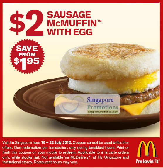 Featured image for McDonald's Singapore $2 McMuffin Coupon 16 - 22 Jul 2012