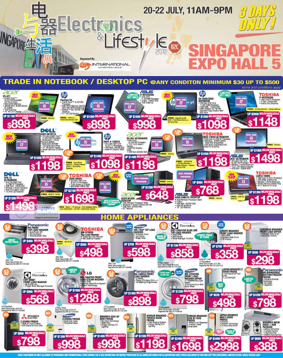 20 Jul Notebooks, Washers, Fridges, HP, Acer, Asus, Toshiba, Dell, Samsung, Electrolux, Paansonic, Mitsubishi Electric, LG