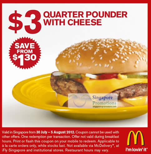Featured image for McDonald's Singapore $2 McMuffin, $2 McNuggets, $3 Quarter Pounder & $2 Cinnamon Melts Coupons 30 Jul - 5 Aug 2012