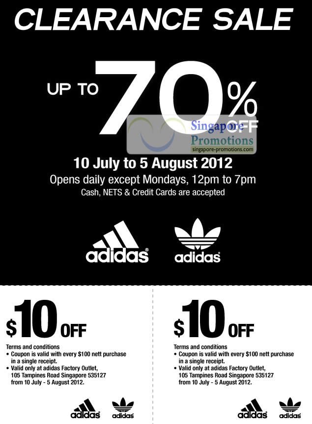 Adidas Factory Outlet Sale Up To 70% Off 10 Jul – 5 Aug 2012