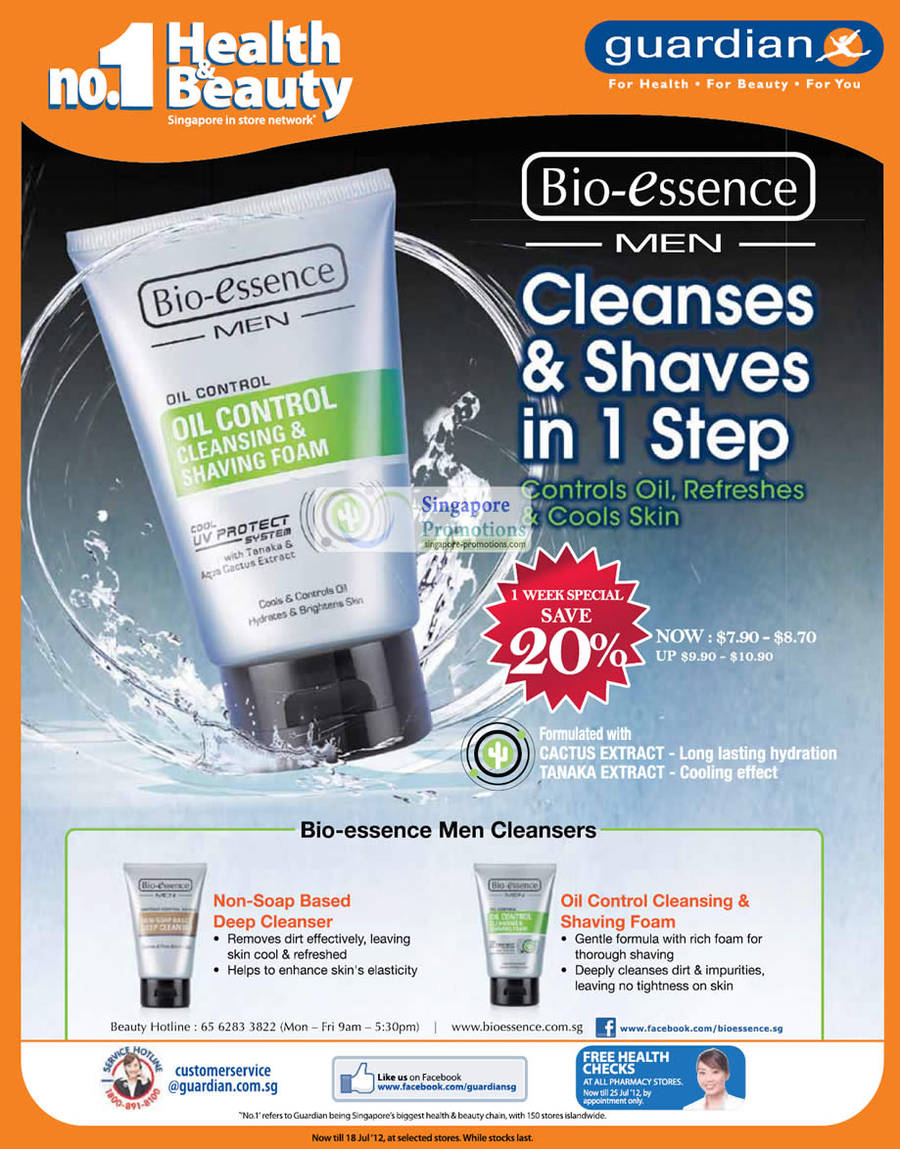 Bio-Essence Men Non-Soap Based Deep Cleanser, Oil Control Cleansing and Shaving Foam