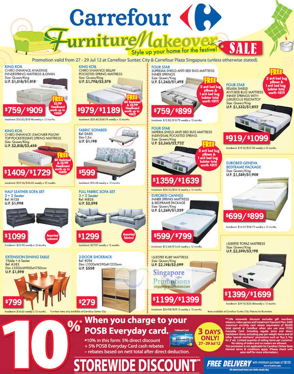 Featured image for (EXPIRED) Carrefour Furniture Makeover Mattress Promotion Offers 27 – 29 Jul 2012