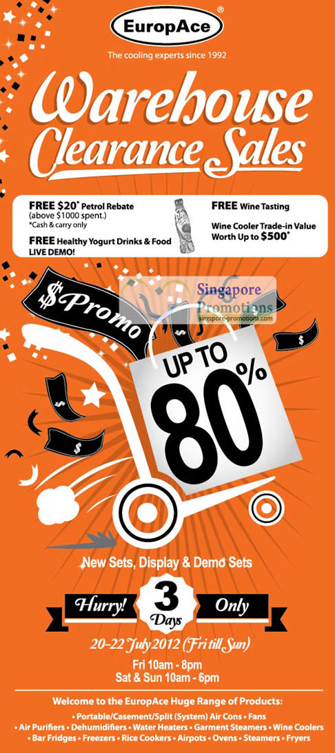 Featured image for EuropAce Warehouse Clearance Sale Up To 80% Off 20 - 22 Jul 2012