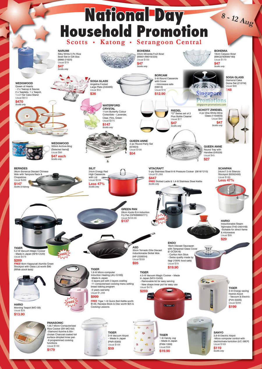 High Casseroles, Induction Frypans, Stockpot, Saucepan, Teapot, Rice Cooker, Airpot, Endo, Hario, Scanpan, ASD, Tiger, Sanyo, Panasonic, Queen Anne, Vitacraft