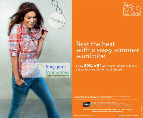 Featured image for (EXPIRED) Marks & Spencer 20% Off Any Two Ladies’ / Men’s Tops & Bottoms Promotion 20 Jul 2012