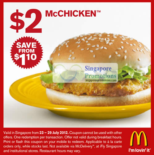 Featured image for (EXPIRED) McDonald’s Singapore $1.50 McWings, $1.50 McMuffin, $2 Filet-O-Fish & $2 McChicken Coupons 23 – 29 Jul 2012