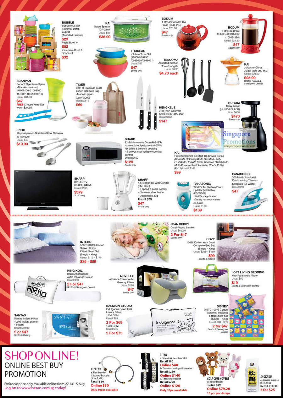 Microwave Oven, LED TV, Knife Set, Juicer, Steam Iron, Bedsheet Sets, Henckels, Sharp, Panasonic, Hurom, Tescoma, Trudeau