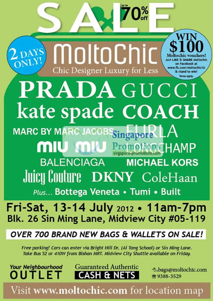 Featured image for (EXPIRED) Moltochic Branded Handbags & Wallets Sale Up To 70% Off @ Midview City 13 – 14 Jul 2012