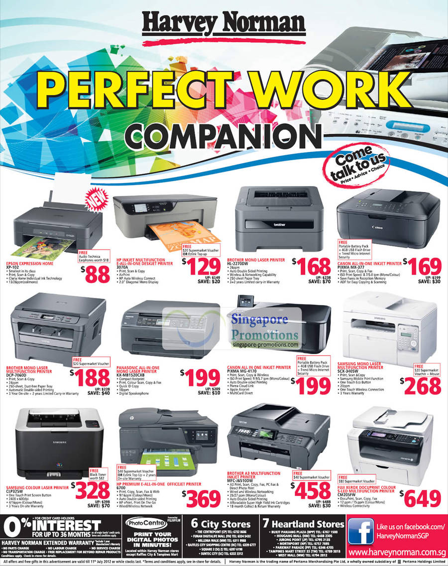 Printers, Epson, Brother, Panasonic, Samsung, HP, Canon, Fuji, XP-102, DCP-7060D, KX-MB1520CXB, CLP325W, 6700, MFC-J6S10Dw