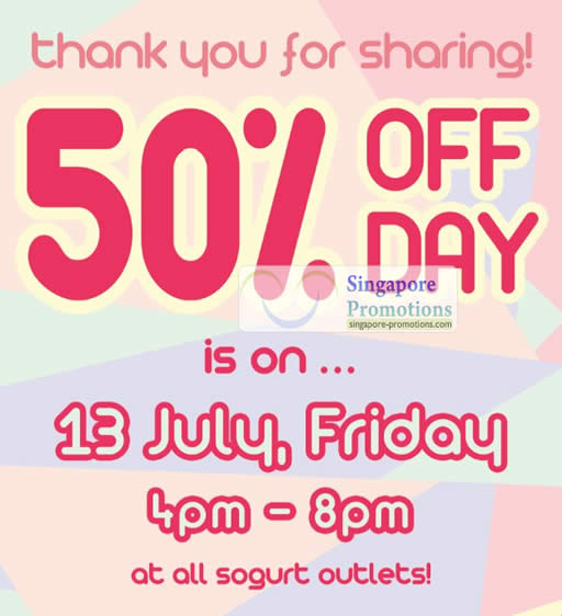 Featured image for (EXPIRED) Sogurt 50% Off Day @ Islandwide 13 Jul 2012
