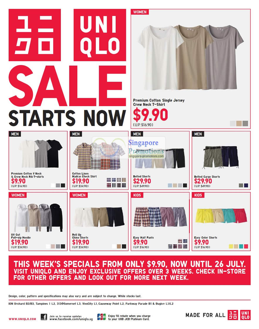 Uniqlo Singapore  FINAL WEEK OF THE UNIQLO SALE This week we have the  Womens Rib Tank Top at 490 Kids Dry Pyjamas at 990 Mens Chino  Shorts at 1990 and more