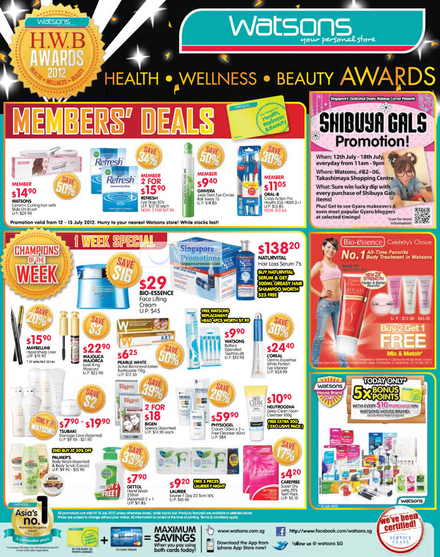 Week Specials, Natur Vital Hair Loss Serum, Bio-Essence Face Lifting Cream, Physiogel