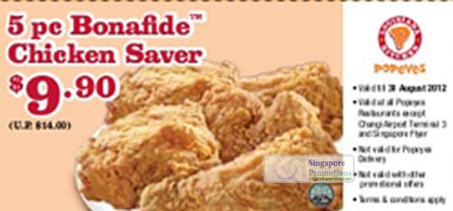 Featured image for (EXPIRED) Popeyes Singapore Discount Coupons 6 – 31 Aug 2012
