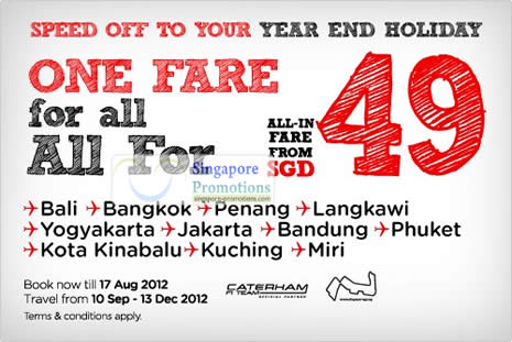 Featured image for (EXPIRED) Air Asia Singapore $49 One Fare For All Promotion 13 – 17 Aug 2012