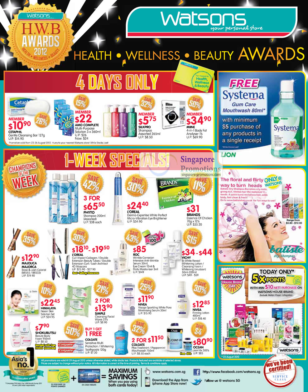 Featured image for Watsons Personal Care, Health, Cosmetics & Beauty Offers 23 - 29 Aug 2012