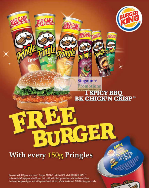Featured image for (EXPIRED) Burger King FREE Spicy BBQ BK Chick’N Crisp Burger With Every 150g Pringles Purchase 1 Aug – 7 Oct 2012