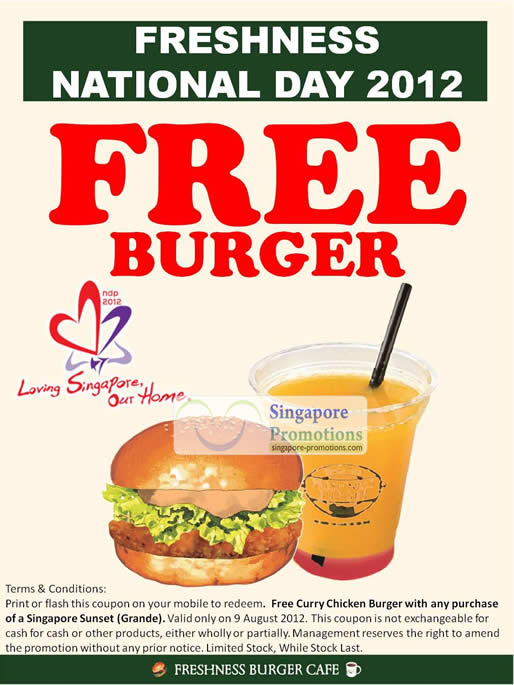 Featured image for Freshness Burger FREE Burger With Singapore Sunset Grande Purchase 9 Aug 2012