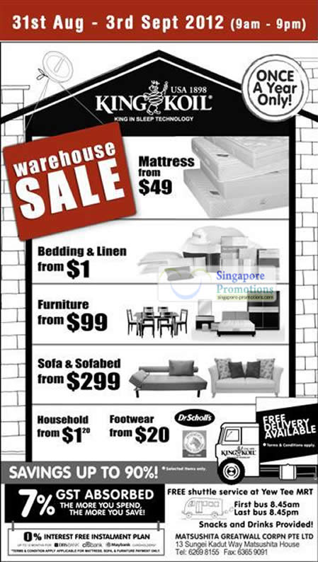 Featured image for King Koil Mattress & Furniture Warehouse Sale Up To 90% Off 31 Aug - 3 Sep 2012