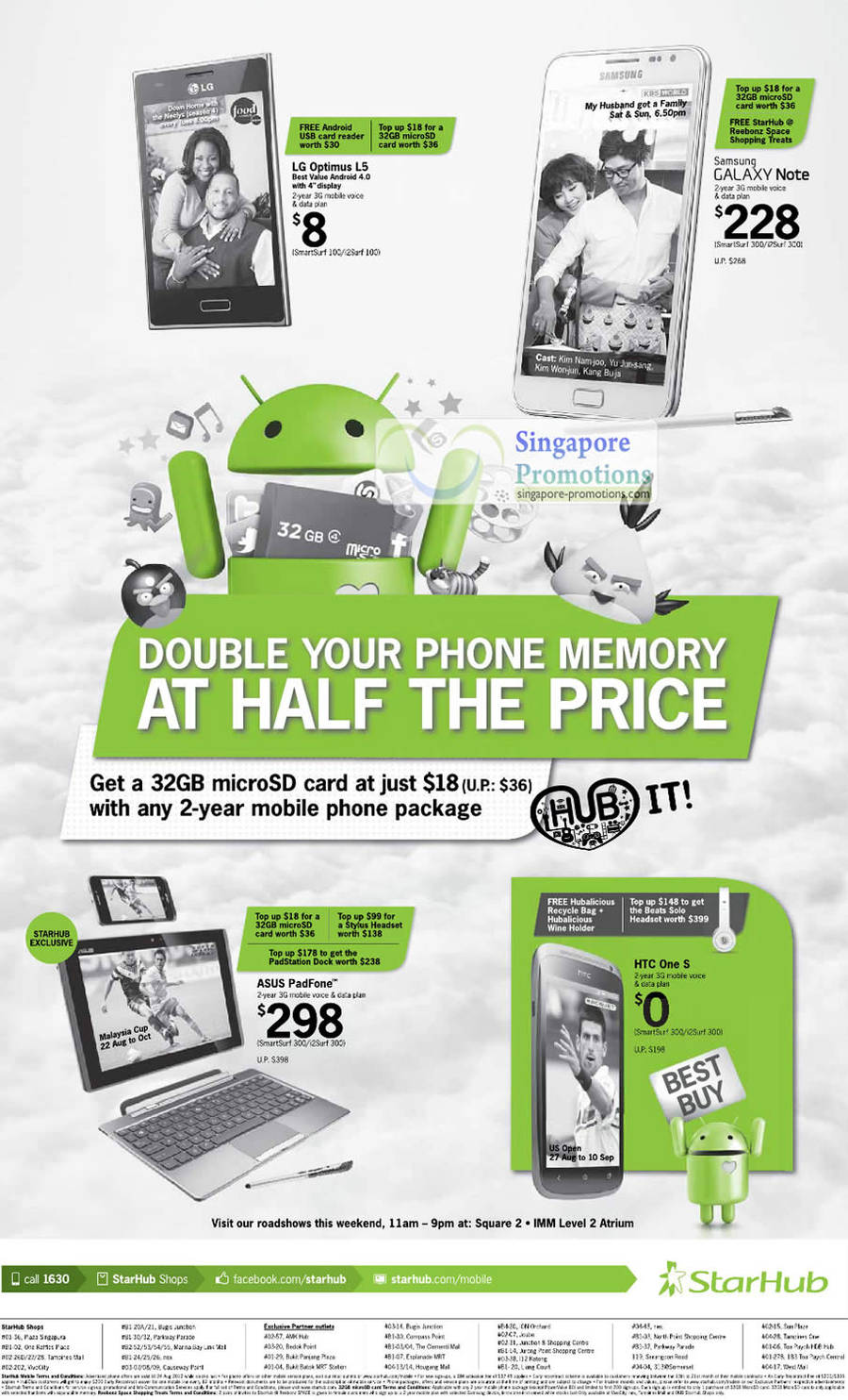 LG Optimus L5, Samsung Galaxy Note, ASUS Padfone, HTC One S, Roadshows