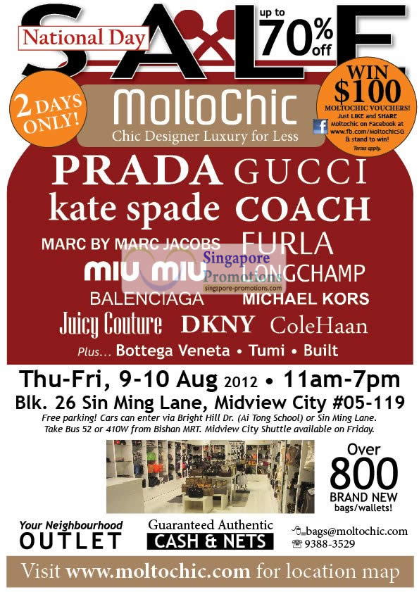 Featured image for (EXPIRED) Moltochic Branded Handbags & Wallets Sale Up To 70% Off @ Midview City 9 – 10 Aug 2012