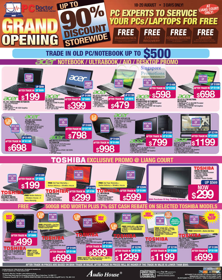 Notebooks, Ultrabooks, AIO Desktop PCs, Acer, Toshiba