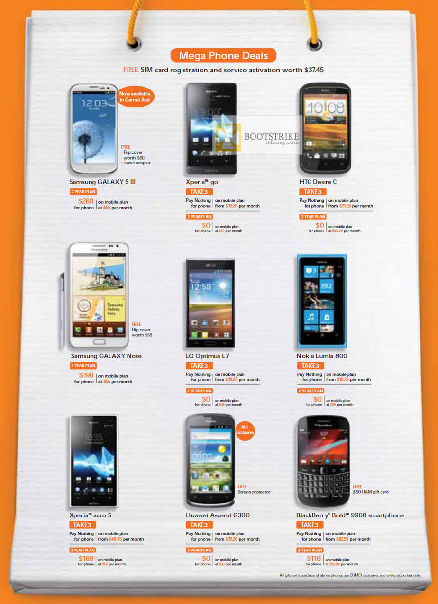 Samsung Galaxy S III, Note, Sony Xperia Go, Arco S, HTC Desire C, LG Optimus L7, Nokia Lumia 800, Huawei Ascend G300, Blackberry Bold 9900