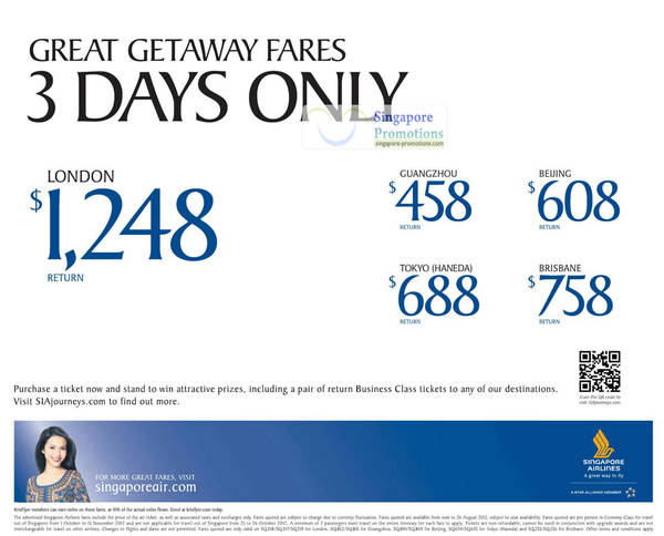 Featured image for (EXPIRED) Singapore Airlines Promotion Air Fares 24 – 26 Aug 2012