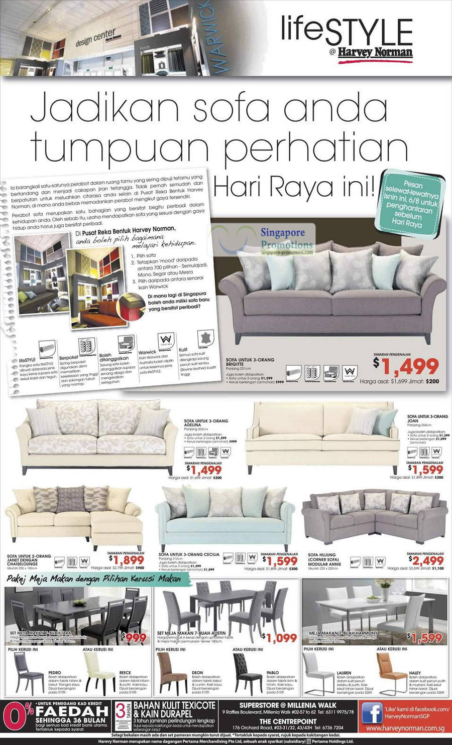 Sofa Sets, Dining Sets, Brigitte, Adelina, Joan, Modular Anne, Cecilia, Janet Dengan, Harmony, Austin, Tara