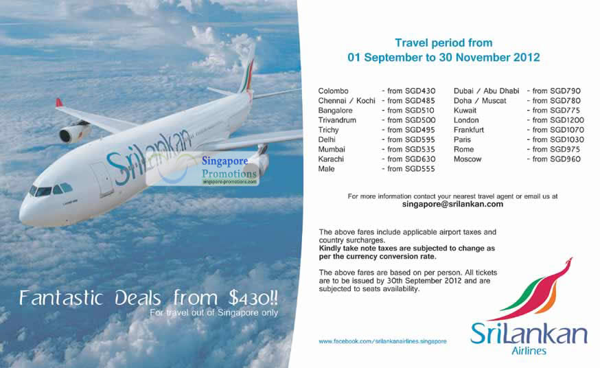 discount get your 23 Deals SriLankan Promotion Airlines â€“ Aug 30 Fantastic